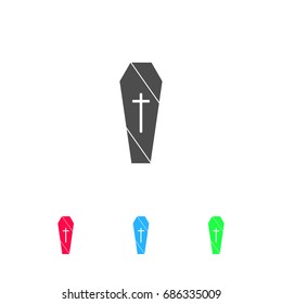 Coffin icon flat. Color pictogram on white background. Vector illustration symbol and bonus icons