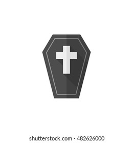 Coffin icon in flat color style. Object dead man Halloween decoration
