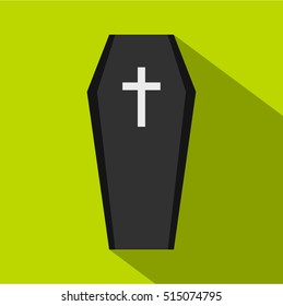 Coffin icon. Flat illustration of coffin vector icon for web