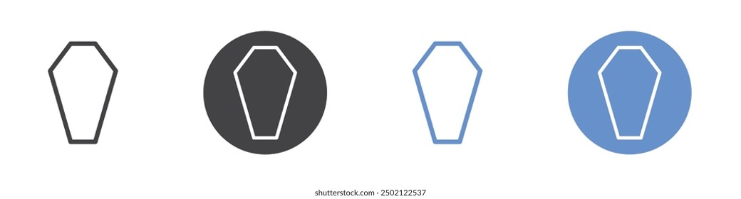 Coffin icon Flat simple outline set