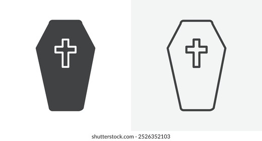 Coffin icon flat and simple set design