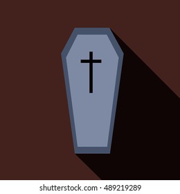 Coffin icon in flat style isolated with long shadow vector illustration