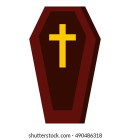 Coffin icon in flat style isolated on white background. Death symbol vector illustration
