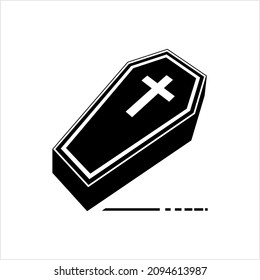 Coffin Icon, Funerary Box For Keeping A Corpse Coffin Icon Vector Art Illustration