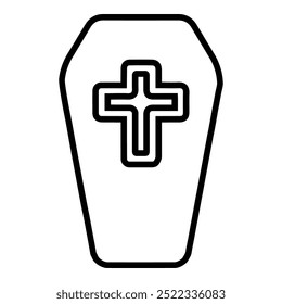 Coffin icon. Grave Symbol with Cross Sign.