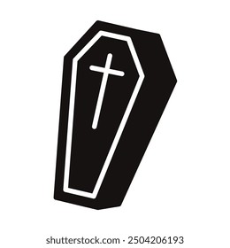 The coffin icon. The Halloween holiday. Vector illustration.
