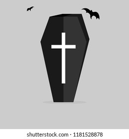 Coffin icon, Halloween symbol, flat design template, vector illustration