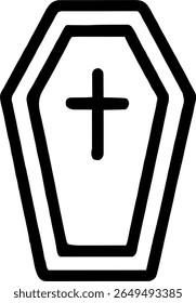 Coffin icon illustration outline stroke minimalist black line	