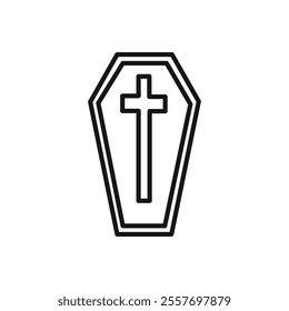 Coffin icon Isolated flat vector in outline