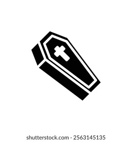 Coffin icon Isolated flat vector in outline