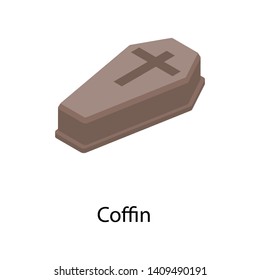 
Coffin icon in isometric design

