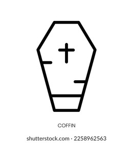 coffin icon. Line Art Style Design Isolated On White Background