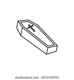 Coffin icon linear logo isolated