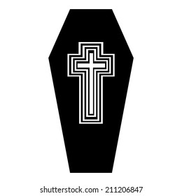 Coffin icon on white background. Vector illustration.