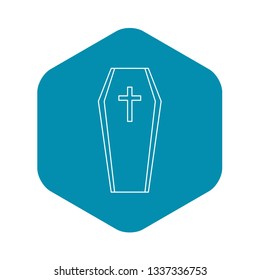 Coffin icon. Outline illustration of coffin vector icon for web