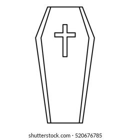Coffin icon. Outline illustration of coffin vector icon for web