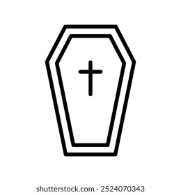 coffin icon. Outline style design isolated on white background