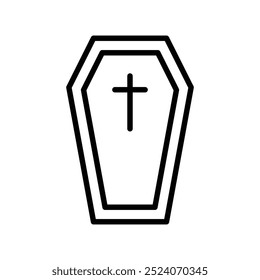 coffin icon. Outline style design isolated on white background