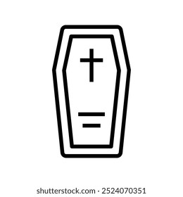 coffin icon. Outline style design isolated on white background