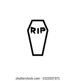 Coffin icon in outline style isolated on white background
