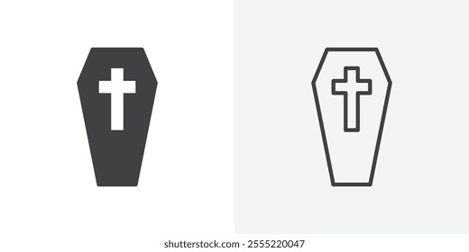 Coffin icon. outlined vector style.