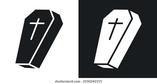 Coffin icon pack in black color.