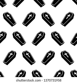 Coffin Icon Seamless Pattern, Coffin Seamless Pattern Vector Art Illustration