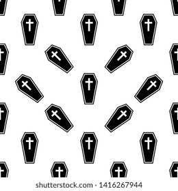 Coffin Icon Seamless Pattern, Coffin Seamless Pattern Vector Art Illustration