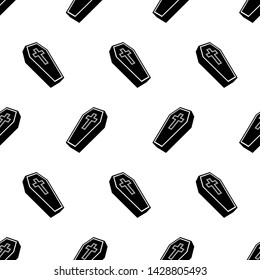 Coffin Icon Seamless Pattern, Coffin Seamless Pattern Vector Art Illustration