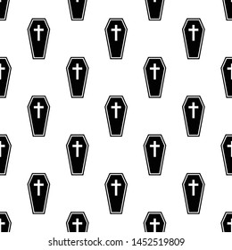Coffin Icon Seamless Pattern, Coffin Seamless Pattern Vector Art Illustration