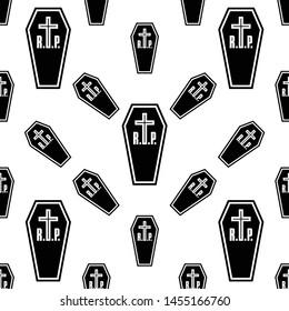 Coffin Icon Seamless Pattern, Coffin Seamless Pattern Vector Art Illustration