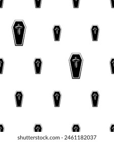 Coffin Icon Seamless Pattern, Coffin Seamless Pattern Vector Art Illustration