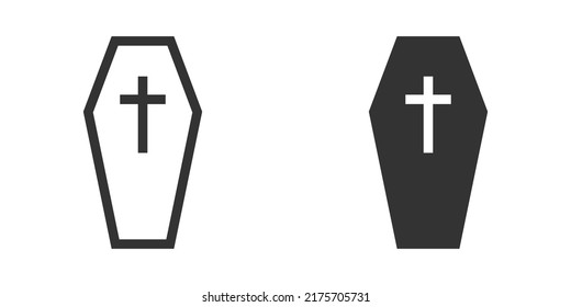 Coffin icon. Simple design. Flat and outline style. Vector illustration.