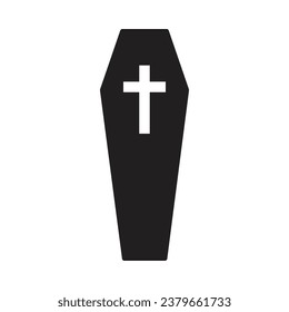 Coffin icon simple silhouette flat style vector illustration on white background.