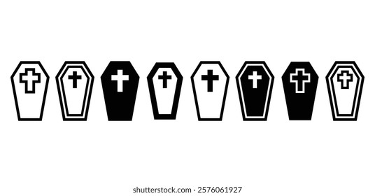 coffin icon symbol sign vector design black white color simple flat illustration collection isolated