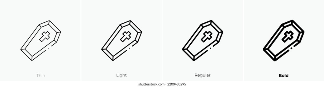 coffin icon. Thin, Light Regular And Bold style design isolated on white background
