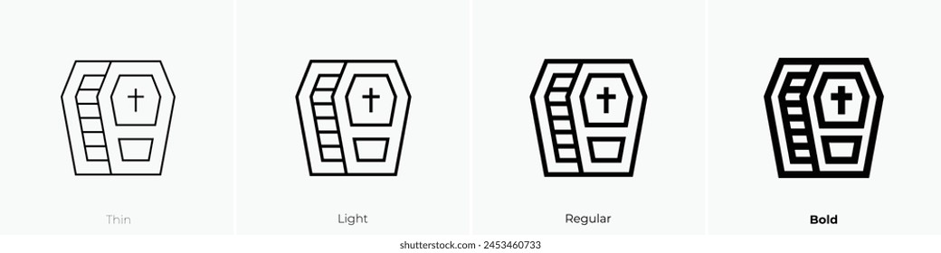 coffin icon. Thin, Light Regular And Bold style design isolated on white background