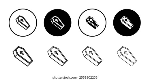 Coffin icon Thin line illustration set