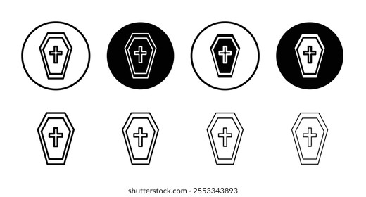 Coffin icon Thin line vector illustration set