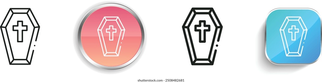 coffin icon. Thin Linear, Regular and Button Style Design Isolated On White Background