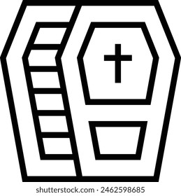 coffin icon. Thin linear style design isolated on white background