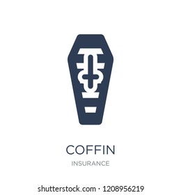 Coffin icon. Trendy flat vector Coffin icon on white background from Insurance collection, vector illustration can be use for web and mobile, eps10