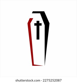 Coffin icon vector illustration graphic design with cross symbol.