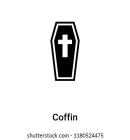 Coffin icon vector isolated on white background, logo concept of Coffin sign on transparent background, filled black symbol
