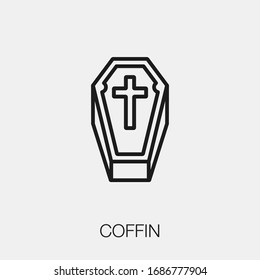 coffin icon vector. Linear style sign for mobile concept and web design. coffin symbol illustration. Pixel vector graphics - Vector.
