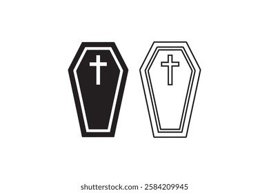 coffin icon vector silhouette isolated in white background