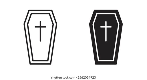 Coffin icons in flat and line style set.