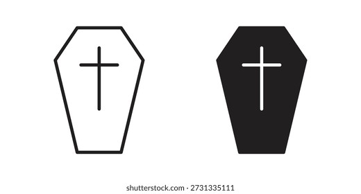 Iconos del ataúd en el fondo blanco. Signo de Vector de línea, símbolo para Web y móvil