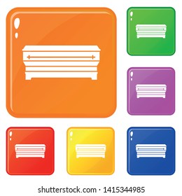 Coffin icons set collection vector 6 color isolated on white background