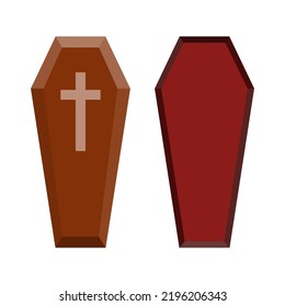 Coffin icons set. Coffin icon with cross. Isolated coffin icon. Vector illustration.